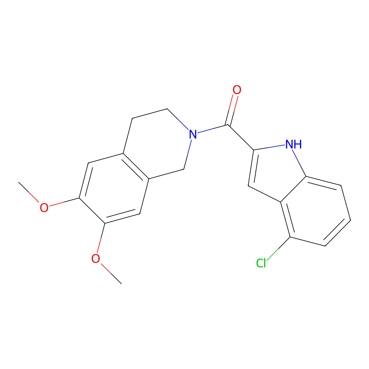 (4-chloro-1H-indol-2-yl)(6,7-dimethoxy-3,4-dihydroisoquinolin-2(1H)-yl)methanone molecular structure, CAS 1574496-60-8