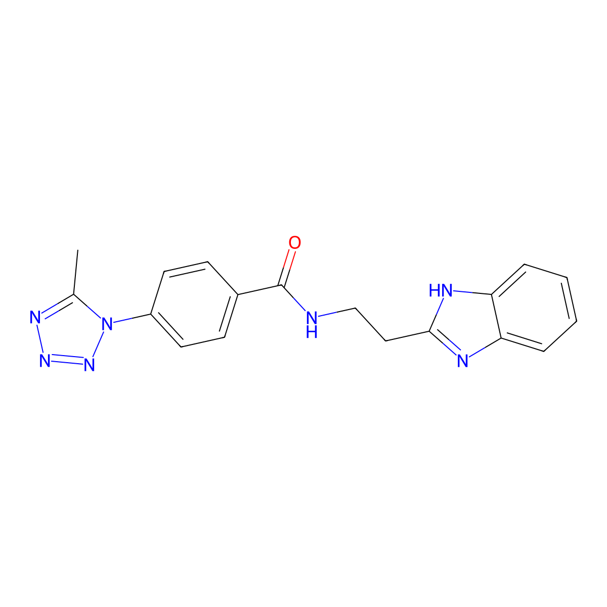 N-[2-(1H-1,3-benzimidazol-2-yl)ethyl]-4-(5-methyl-1H-1,2,3,4-tetraazol-1-yl)benzamide molecular structure, CAS 1574514-13-8