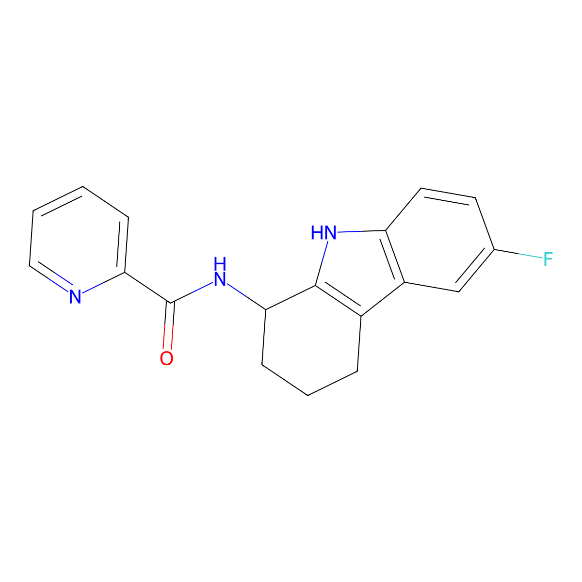 N-(6-fluoro-2,3,4,9-tetrahydro-1H-carbazol-1-yl)picolinamide molecular structure, CAS 1574514-16-1