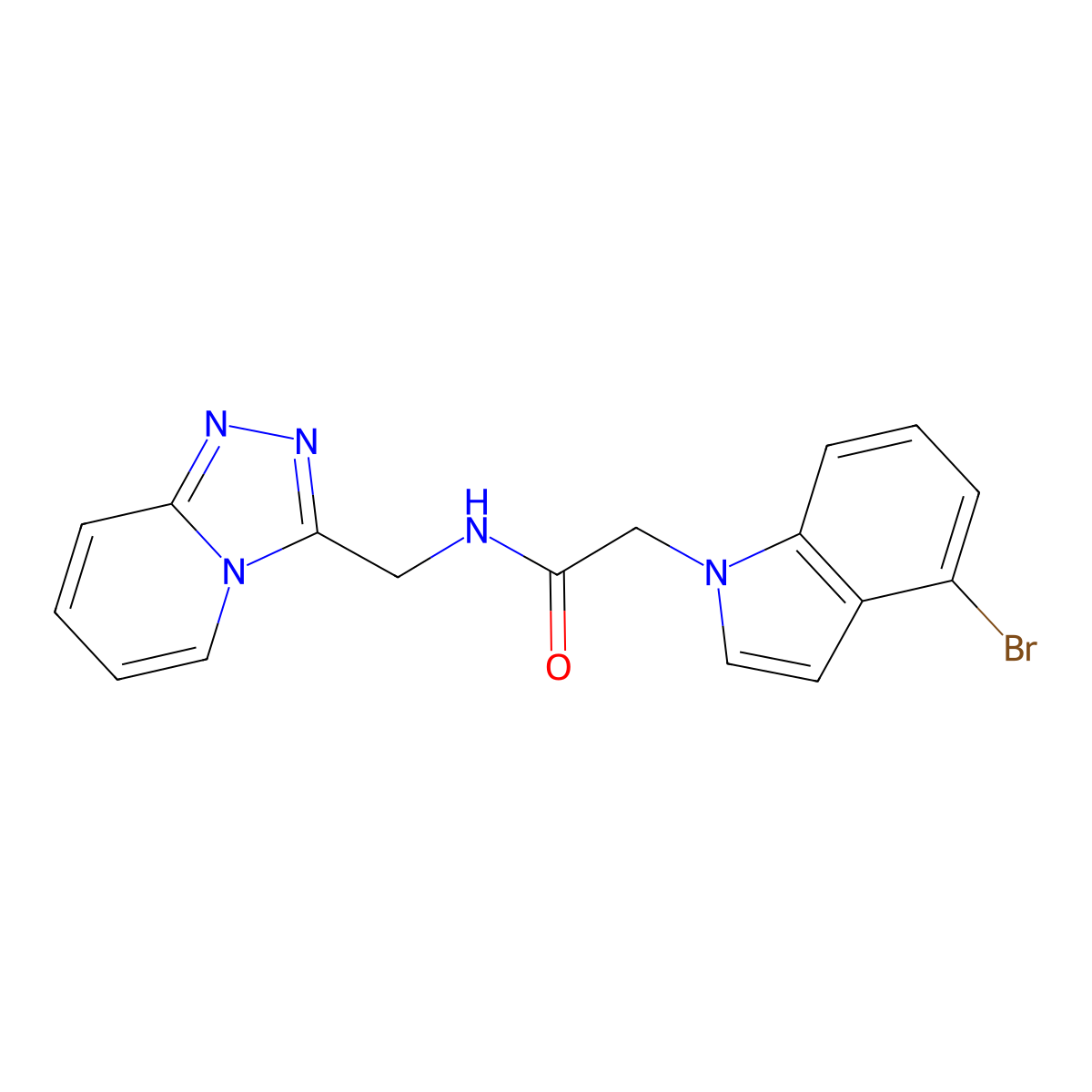 2-(4-bromo-1H-indol-1-yl)-N-([1,2,4]triazolo[4,3-a]pyridin-3-ylmethyl)acetamide molecular structure, CAS 1574514-23-0