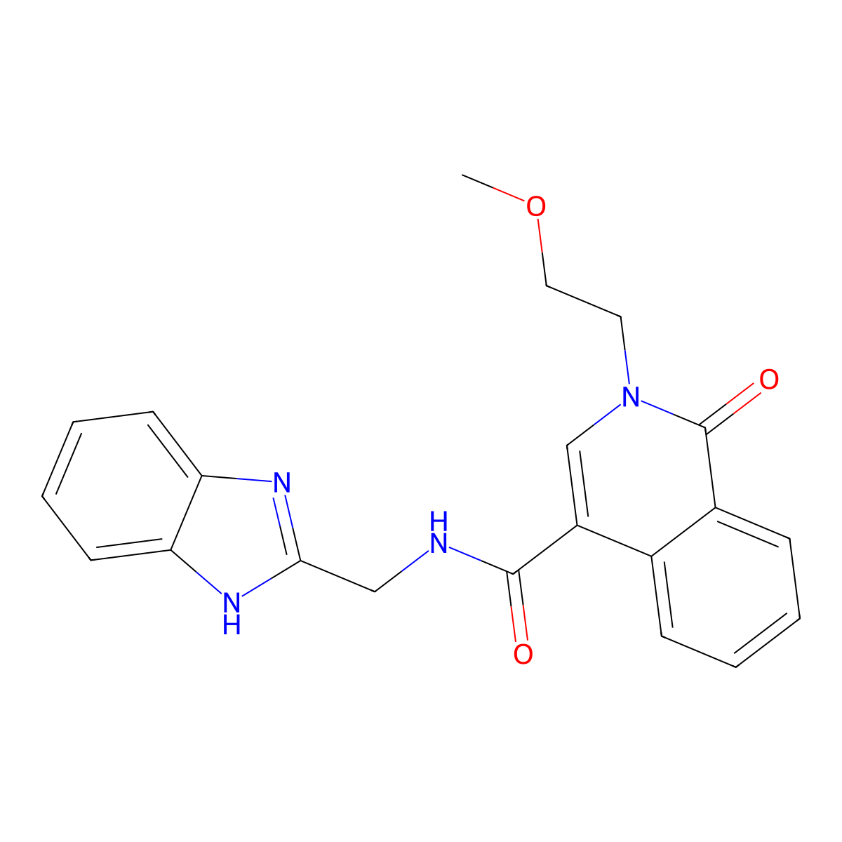N-(1H-1,3-benzimidazol-2-ylmethyl)-2-(2-methoxyethyl)-1-oxo-1,2-dihydro-4-isoquinolinecarboxamide molecular structure, CAS 1574514-28-5