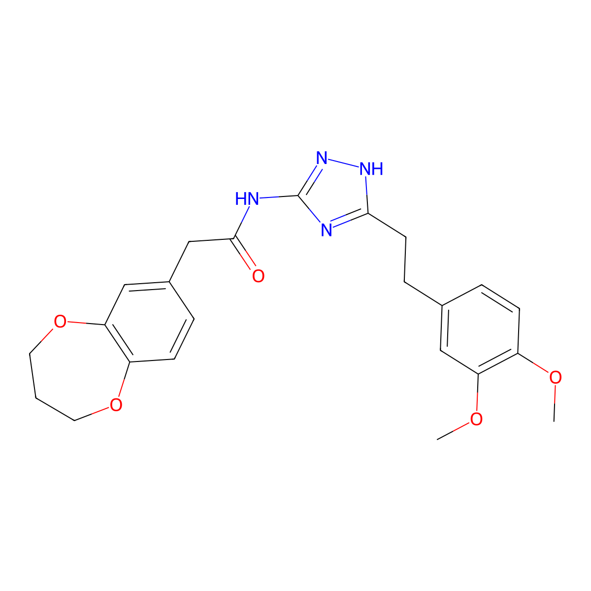 2-(3,4-dihydro-2H-1,5-benzodioxepin-7-yl)-N-{3-[2-(3,4-dimethoxyphenyl)ethyl]-1H-1,2,4-triazol-5-yl}acetamide molecular structure, CAS 1574514-48-9