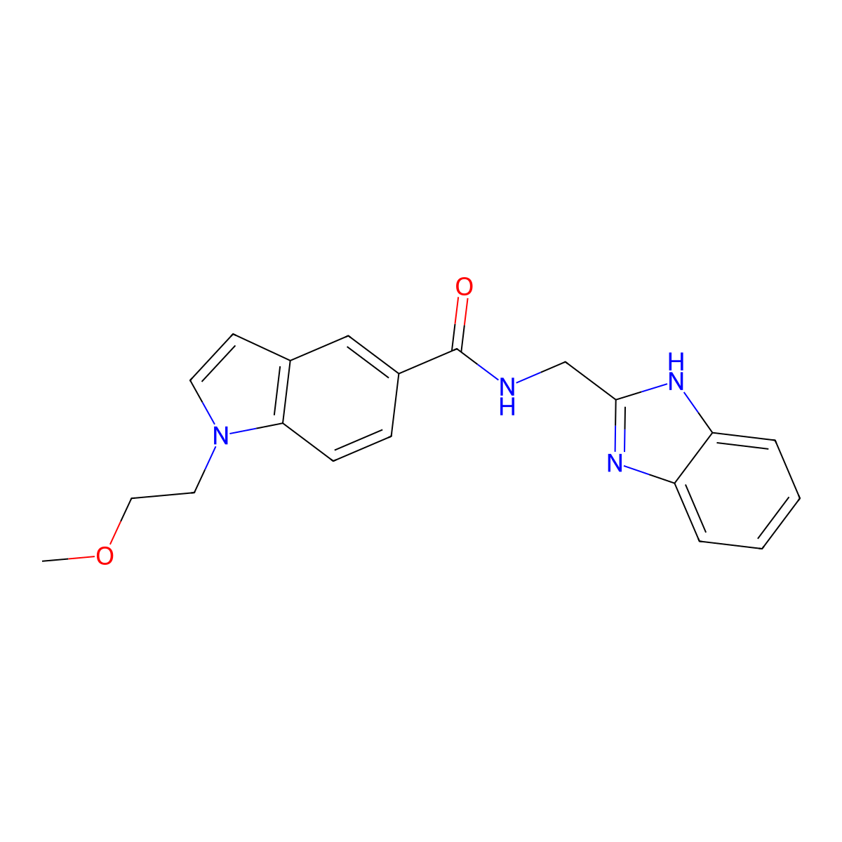 N-(1H-1,3-benzimidazol-2-ylmethyl)-1-(2-methoxyethyl)-1H-indole-5-carboxamide molecular structure, CAS 1574515-49-3