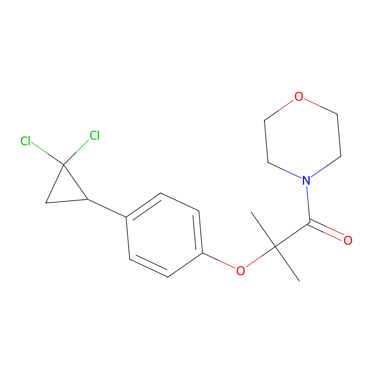2-[4-(2,2-Dichlorocyclopropyl)phenoxy]-2-methyl-1-(morpholin-4-yl)propan-1-one molecular structure, CAS 1574515-51-7
