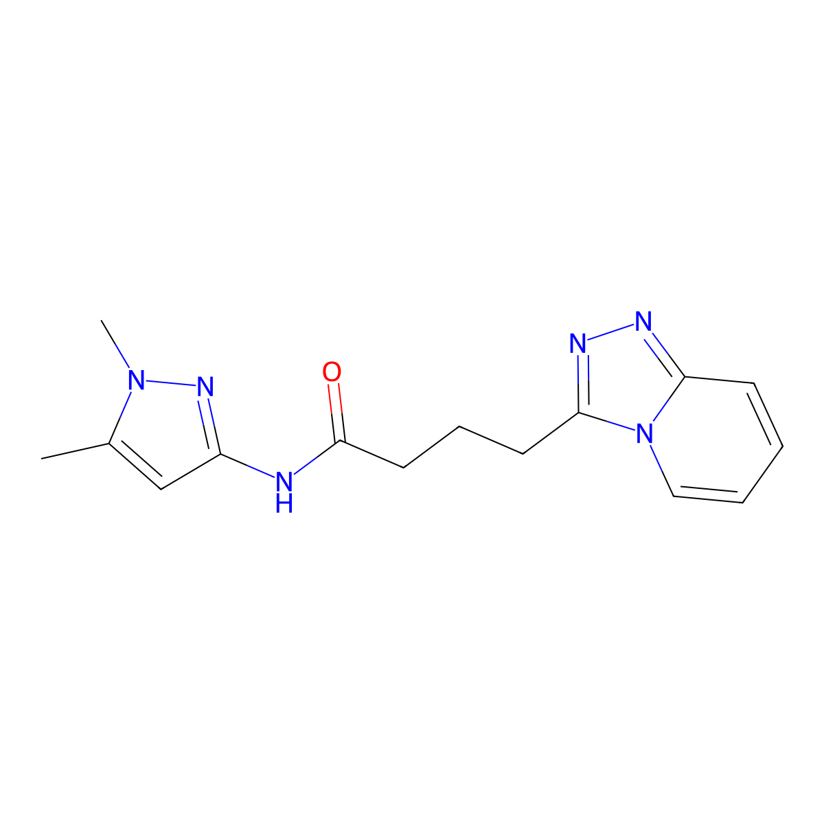 N-(1,5-dimethyl-1H-pyrazol-3-yl)-4-([1,2,4]triazolo[4,3-a]pyridin-3-yl)butanamide molecular structure, CAS 1574515-76-6