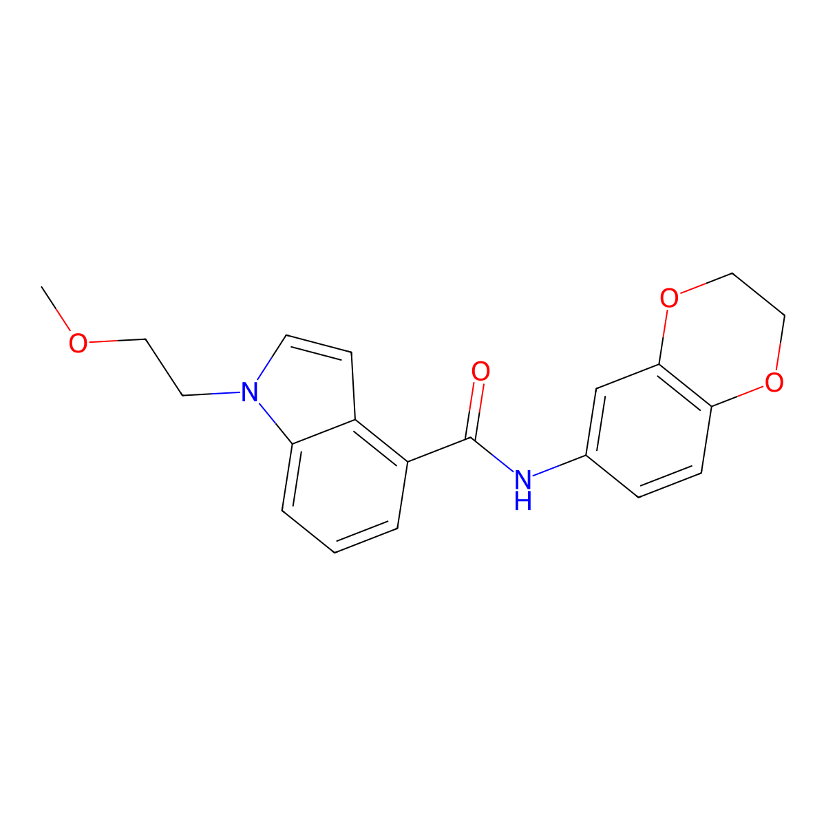 N-(2,3-dihydro-1,4-benzodioxin-6-yl)-1-(2-methoxyethyl)-1H-indole-4-carboxamide molecular structure, CAS 1574516-20-3