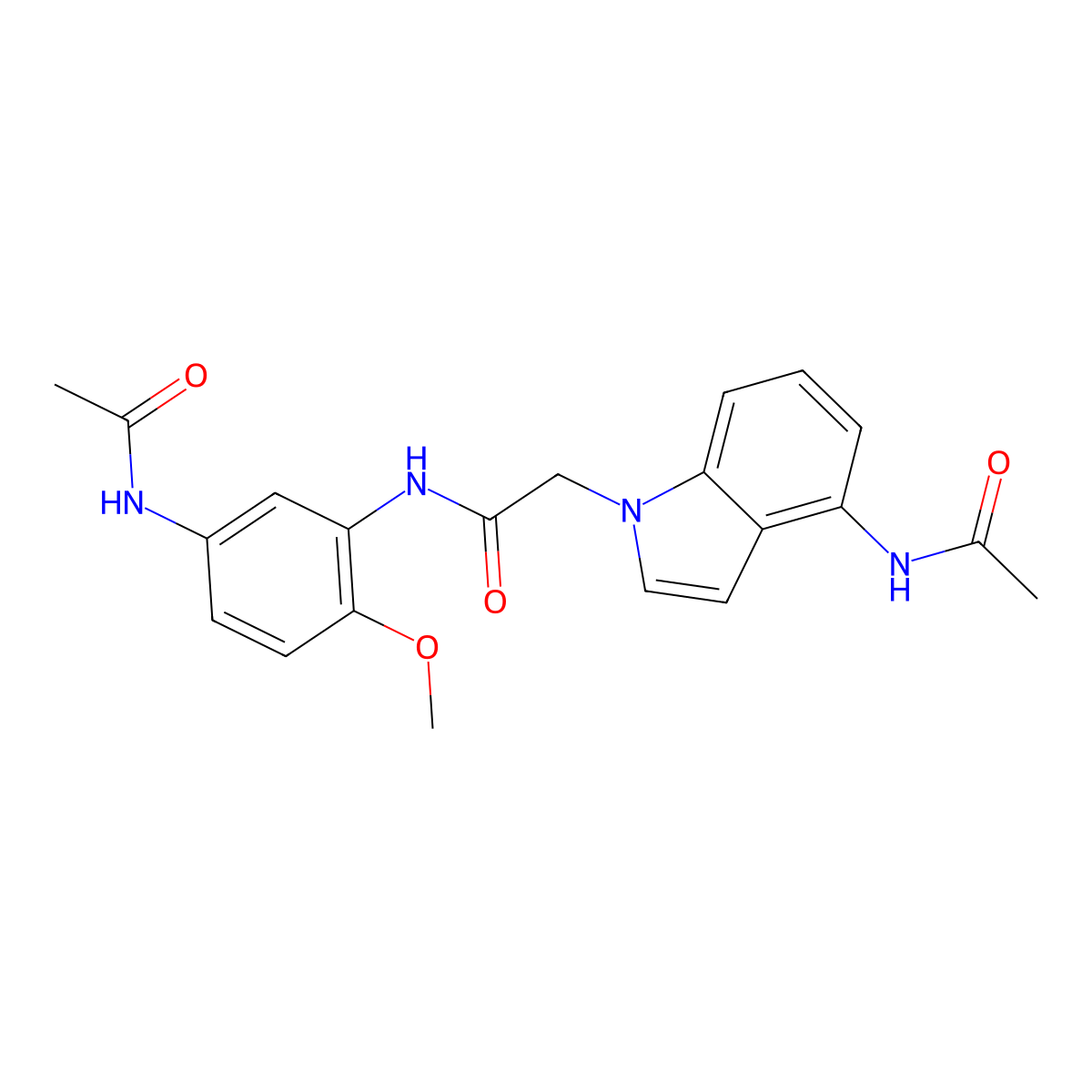 2-[4-(acetylamino)-1H-indol-1-yl]-N-[5-(acetylamino)-2-methoxyphenyl]acetamide molecular structure, CAS 1574516-30-5