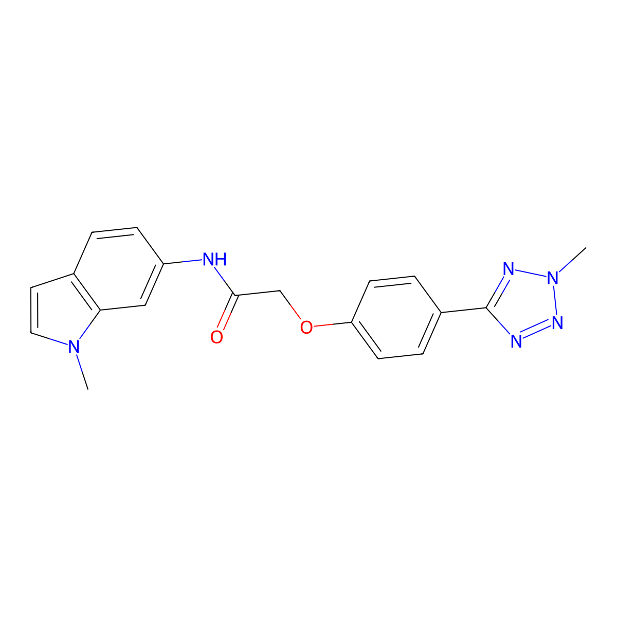 N-(1-methyl-1H-indol-6-yl)-2-[4-(2-methyl-2H-tetrazol-5-yl)phenoxy]acetamide molecular structure, CAS 1574516-38-3