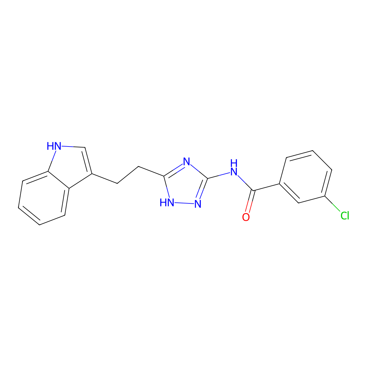 3-chloro-N-{3-[2-(1H-indol-3-yl)ethyl]-1H-1,2,4-triazol-5-yl}benzamide molecular structure, CAS 1574516-40-7