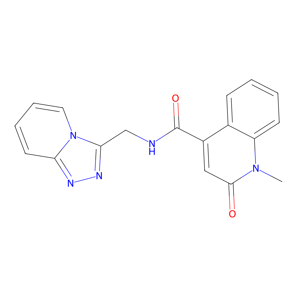 1-methyl-2-oxo-N-([1,2,4]triazolo[4,3-a]pyridin-3-ylmethyl)-1,2-dihydro-4-quinolinecarboxamide molecular structure, CAS 1574516-42-9