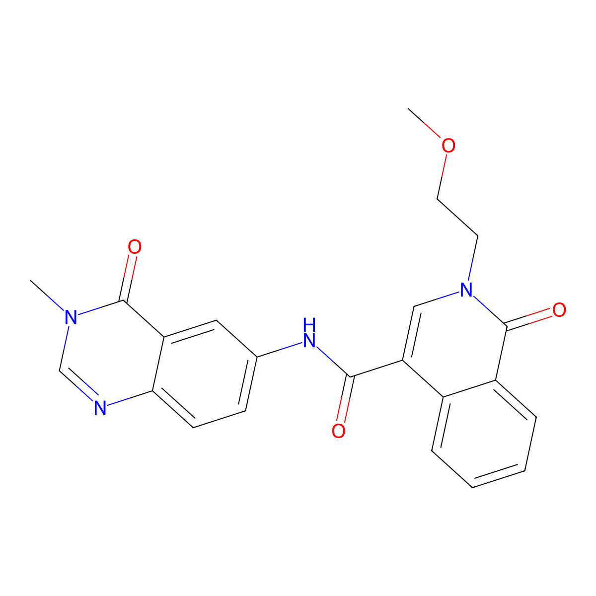 2-(2-methoxyethyl)-N-(3-methyl-4-oxo-3,4-dihydroquinazolin-6-yl)-1-oxo-1,2-dihydroisoquinoline-4-carboxamide molecular structure, CAS 1574516-43-0