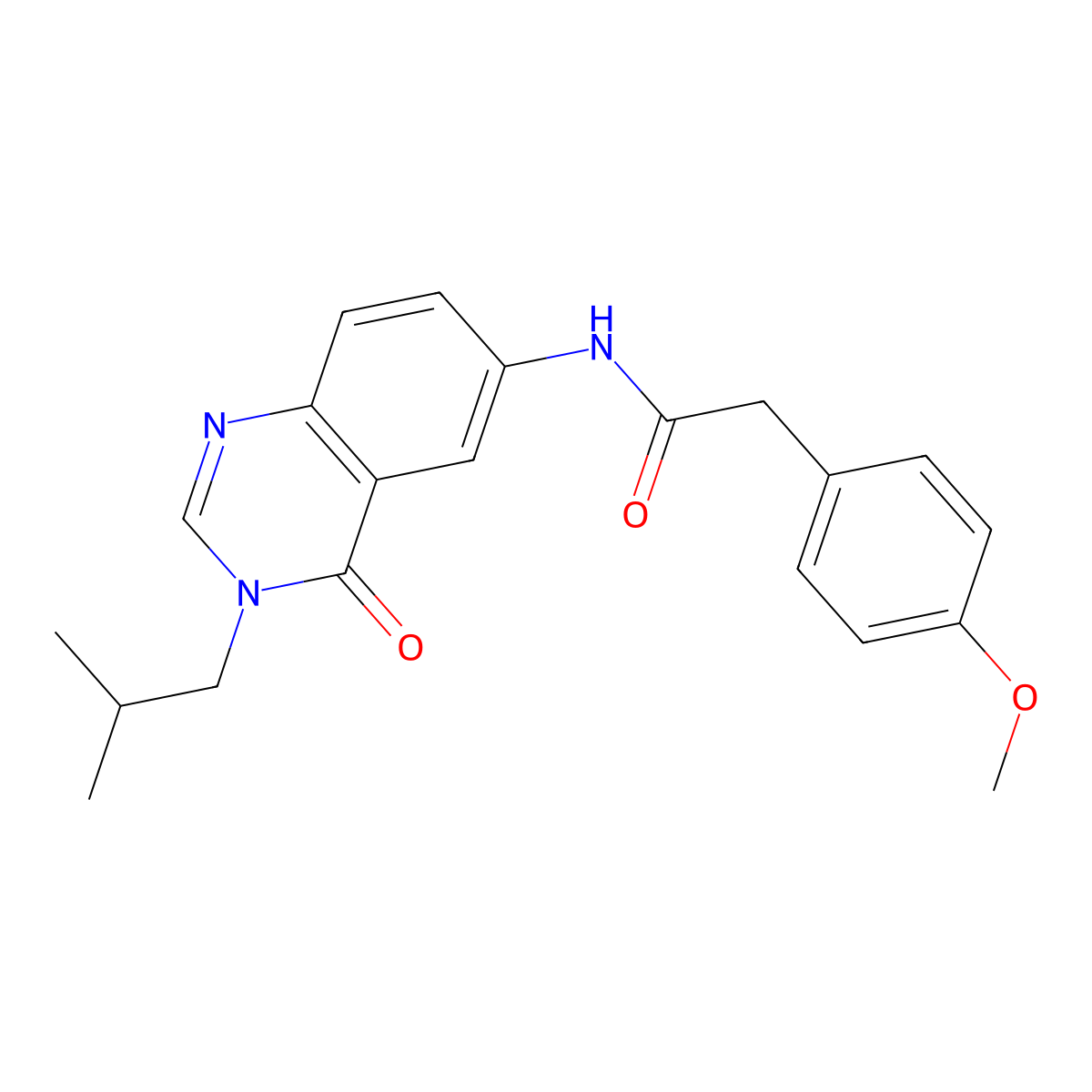 2-(4-methoxyphenyl)-N-[3-(2-methylpropyl)-4-oxo-3,4-dihydroquinazolin-6-yl]acetamide molecular structure, CAS 1574516-50-9