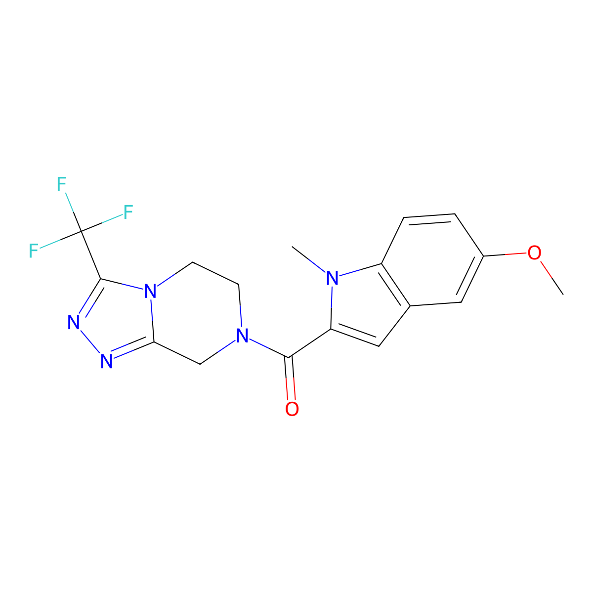 (5-methoxy-1-methyl-1H-indol-2-yl)[3-(trifluoromethyl)-5,6-dihydro[1,2,4]triazolo[4,3-a]pyrazin-7(8H)-yl]methanone molecular structure, CAS 1574516-58-7