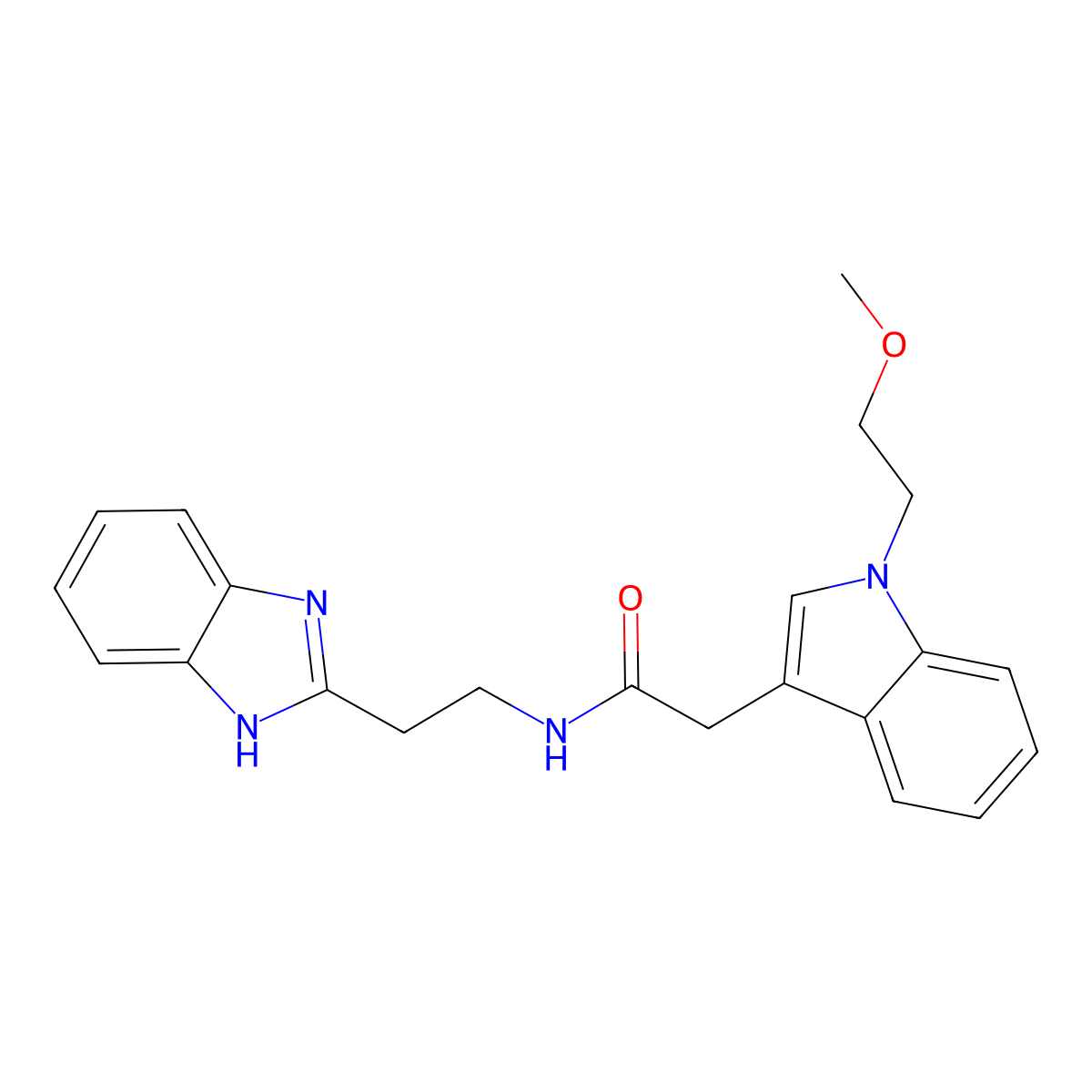 N-[2-(1H-1,3-benzimidazol-2-yl)ethyl]-2-[1-(2-methoxyethyl)-1H-indol-3-yl]acetamide molecular structure, CAS 1574516-59-8