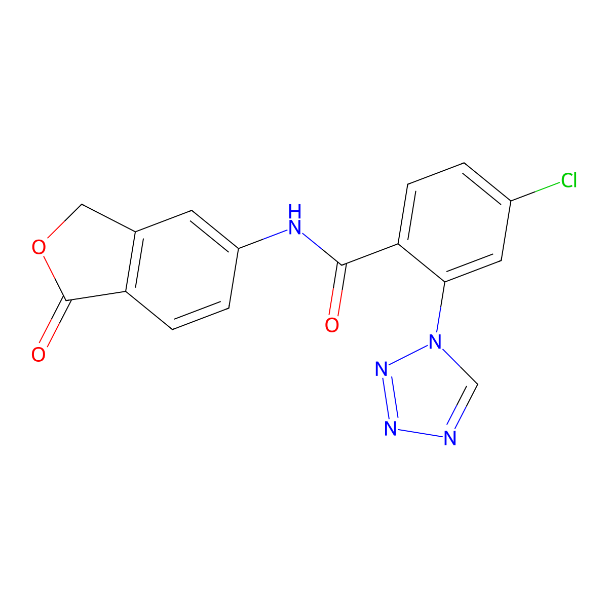 4-chloro-N-(1-oxo-1,3-dihydro-2-benzofuran-5-yl)-2-(1H-tetrazol-1-yl)benzamide molecular structure, CAS 1574516-77-0
