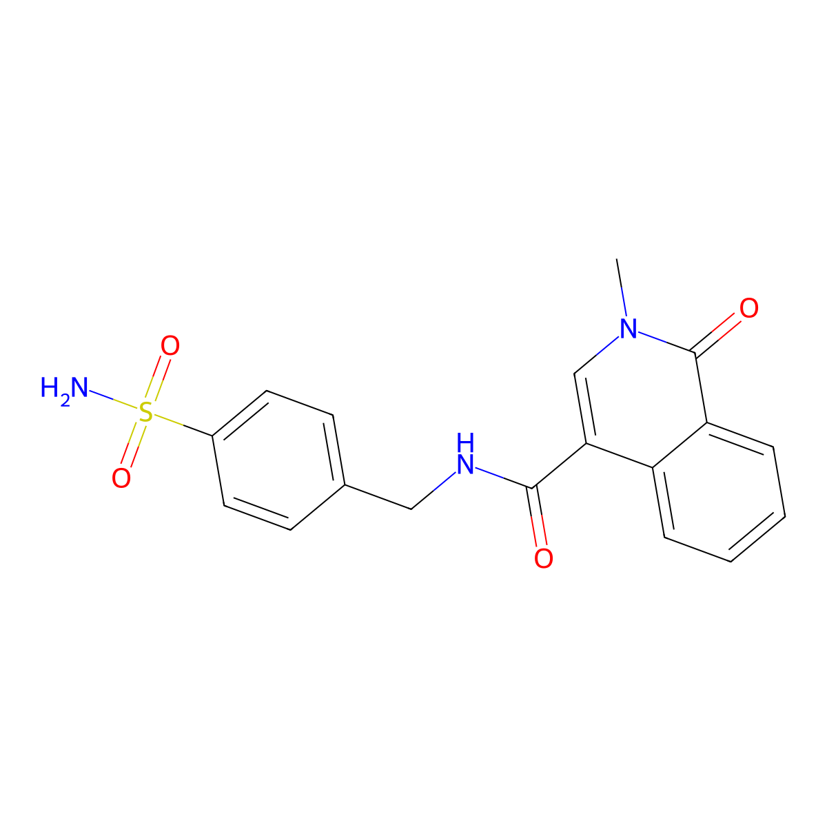 2-methyl-1-oxo-N-(4-sulfamoylbenzyl)-1,2-dihydroisoquinoline-4-carboxamide molecular structure, CAS 1574516-85-0