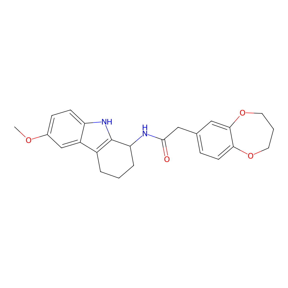 2-(3,4-dihydro-2H-1,5-benzodioxepin-7-yl)-N-(6-methoxy-2,3,4,9-tetrahydro-1H-carbazol-1-yl)acetamide molecular structure, CAS 1574517-01-3