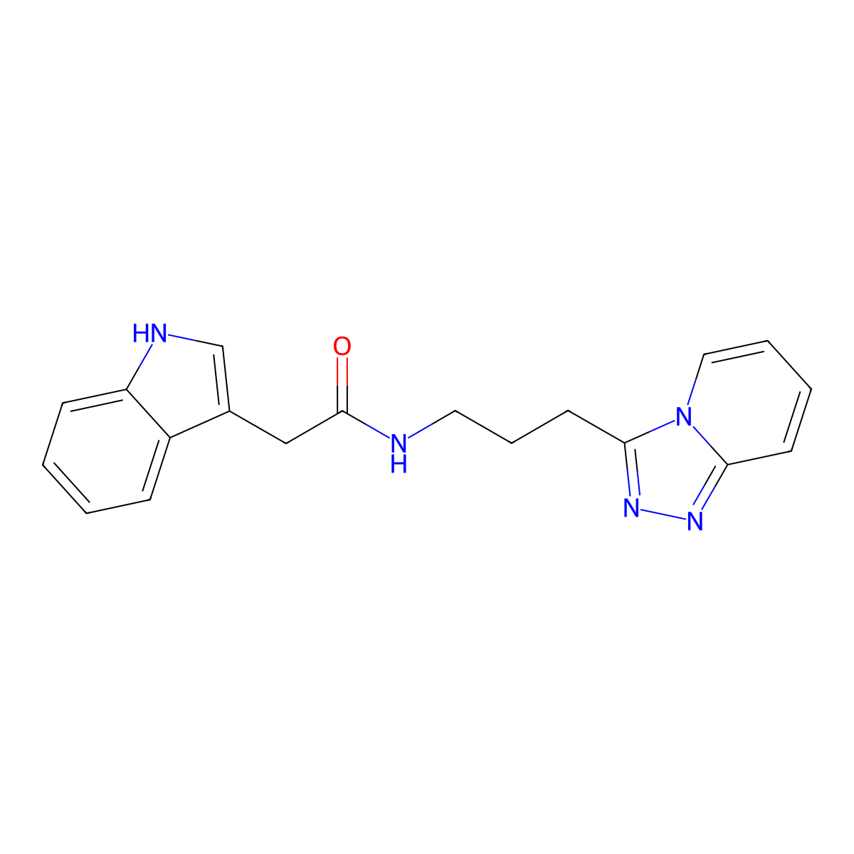 2-(1H-indol-3-yl)-N-[3-([1,2,4]triazolo[4,3-a]pyridin-3-yl)propyl]acetamide molecular structure, CAS 1574517-03-5