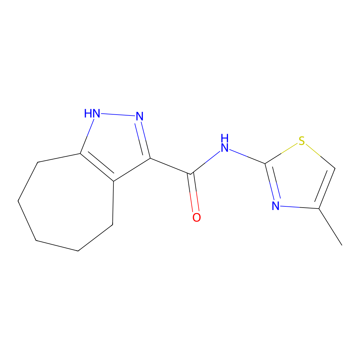 N-(4-methyl-1,3-thiazol-2-yl)-2,4,5,6,7,8-hexahydrocyclohepta[c]pyrazole-3-carboxamide molecular structure, CAS 1574517-05-7