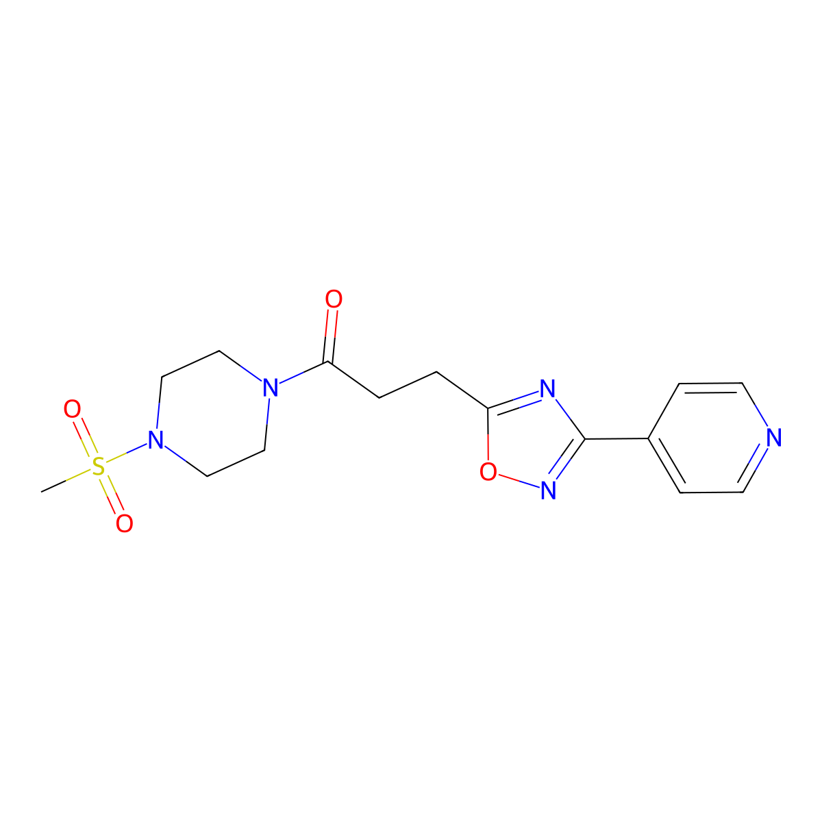 1-[4-(Methylsulfonyl)piperazin-1-yl]-3-[3-(pyridin-4-yl)-1,2,4-oxadiazol-5-yl]propan-1-one molecular structure, CAS 1574517-15-9