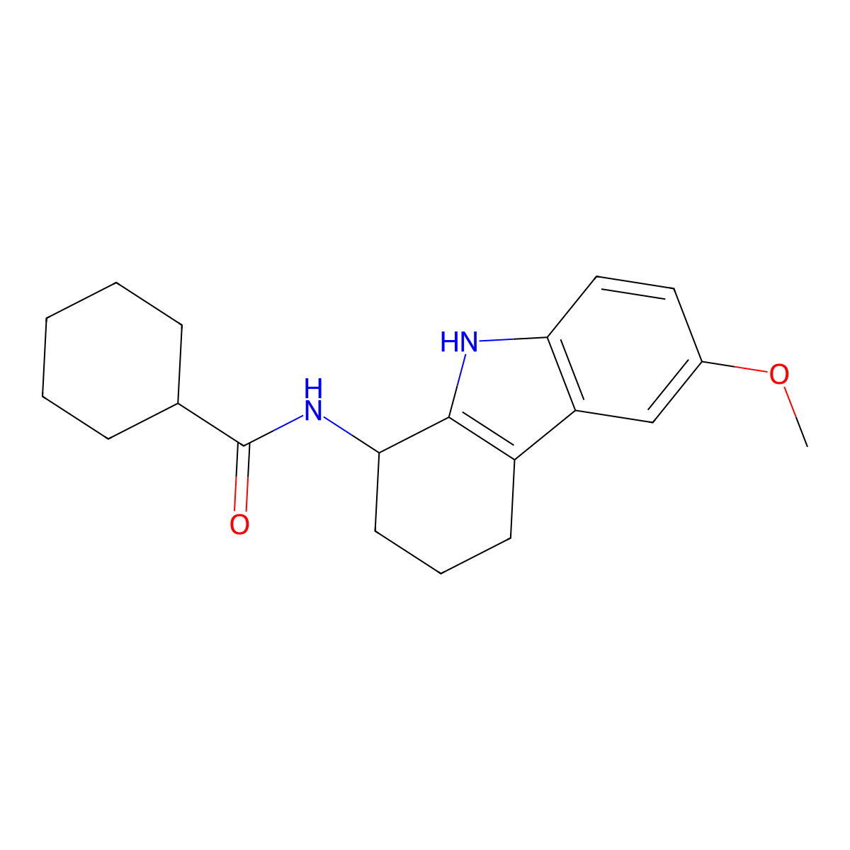 N-(6-methoxy-2,3,4,9-tetrahydro-1H-carbazol-1-yl)cyclohexanecarboxamide molecular structure, CAS 1574517-18-2