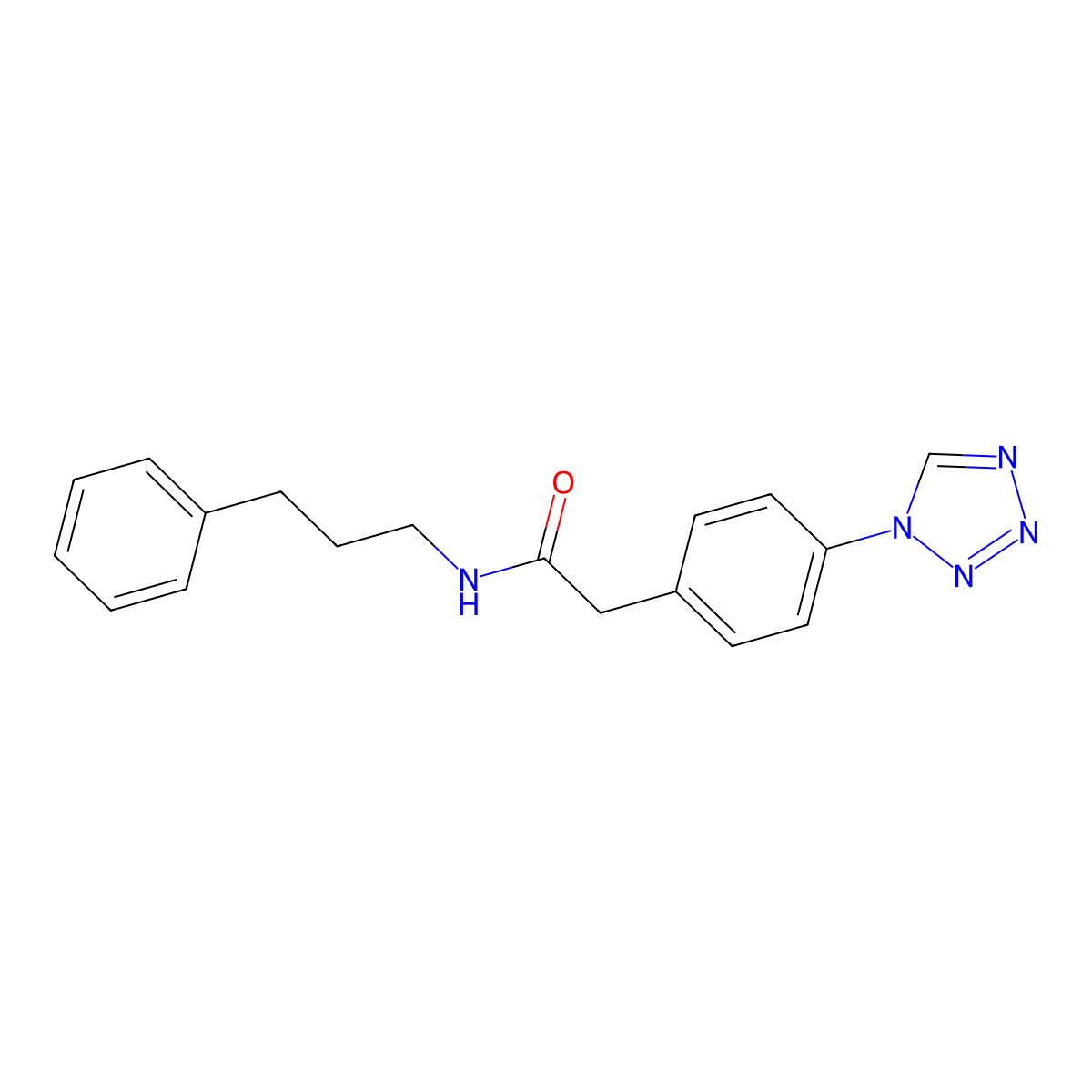 N-(3-phenylpropyl)-2-[4-(1H-tetrazol-1-yl)phenyl]acetamide molecular structure, CAS 1574517-19-3