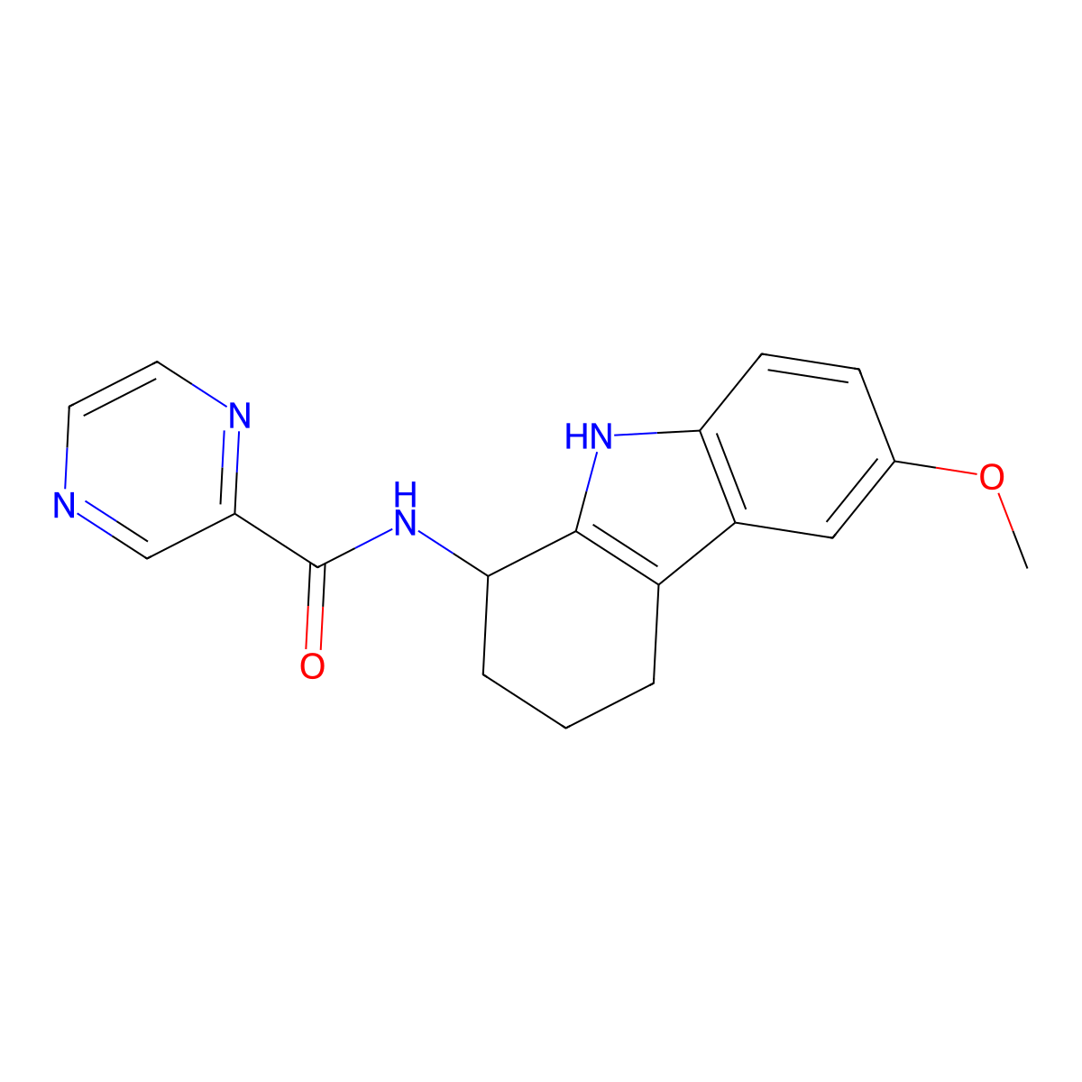 N-(6-methoxy-2,3,4,9-tetrahydro-1H-carbazol-1-yl)pyrazine-2-carboxamide molecular structure, CAS 1574517-26-2