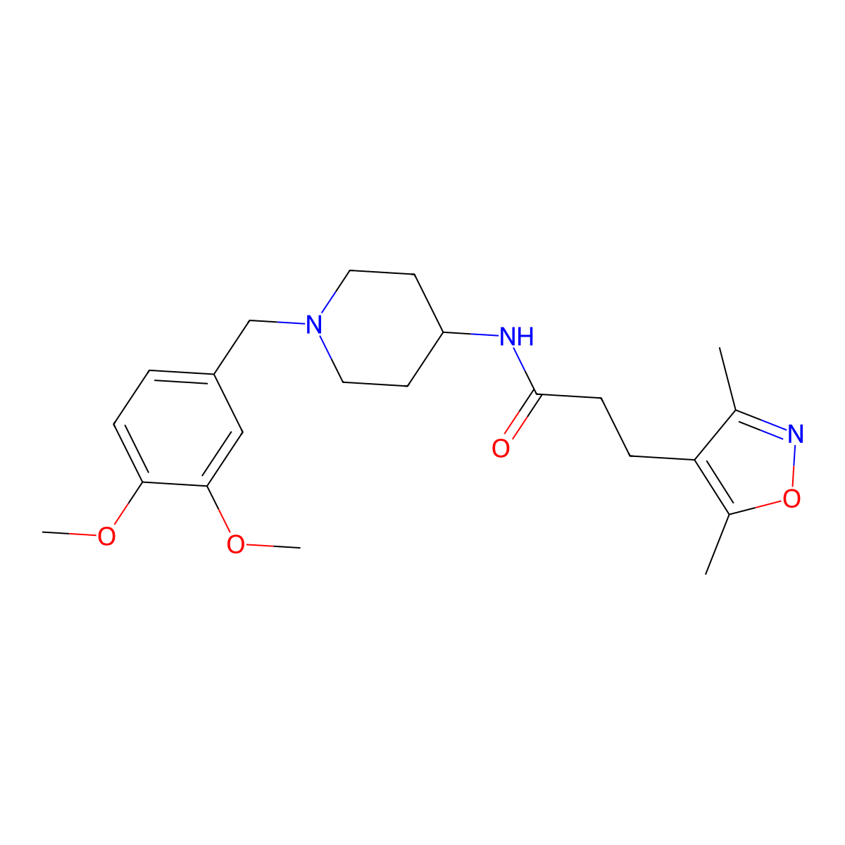 N-[1-(3,4-dimethoxybenzyl)piperidin-4-yl]-3-(3,5-dimethyl-1,2-oxazol-4-yl)propanamide molecular structure, CAS 1574517-61-5