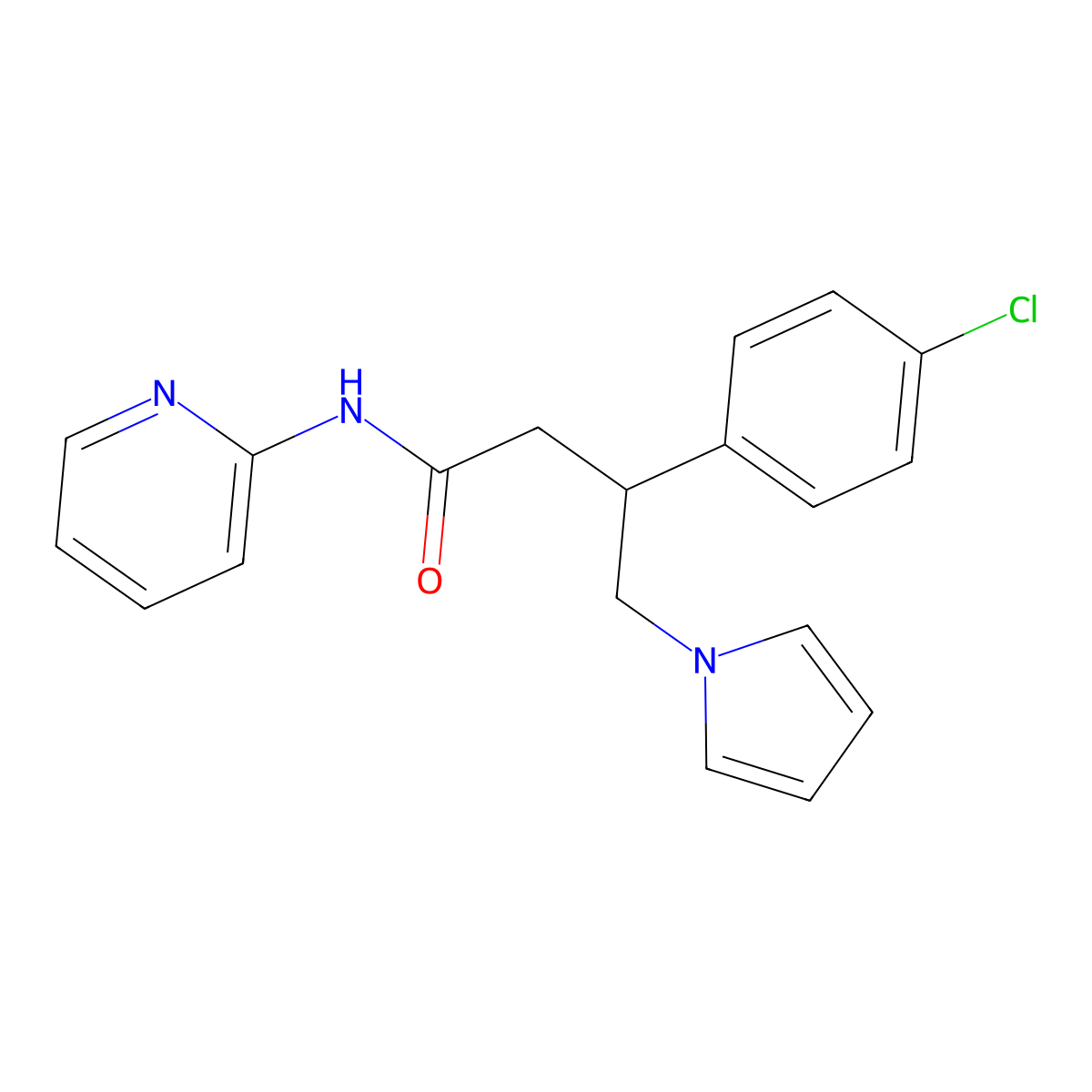 3-(4-chlorophenyl)-N-(pyridin-2-yl)-4-(1H-pyrrol-1-yl)butanamide molecular structure, CAS 1574517-62-6