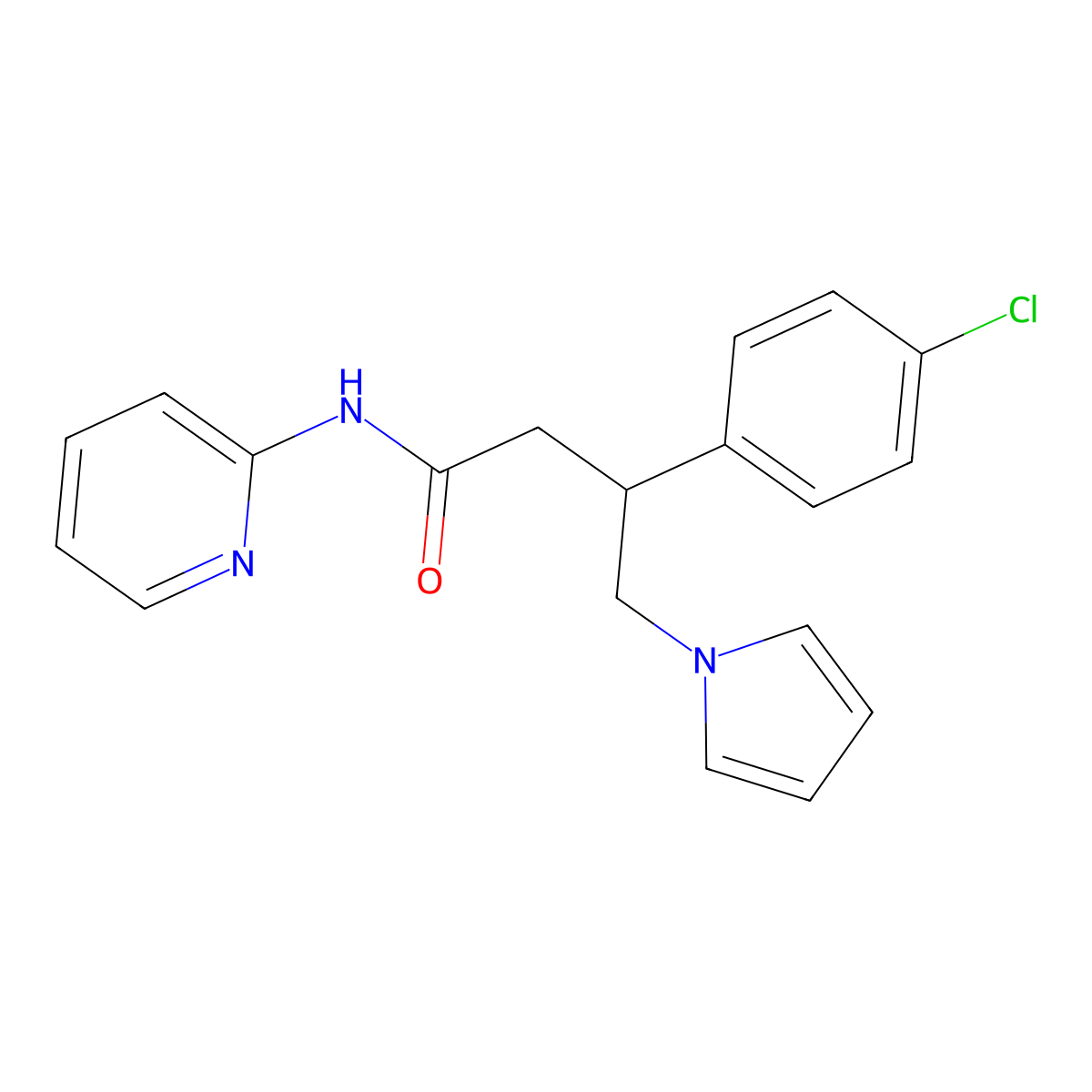 3-(4-chlorophenyl)-N-(pyridin-2-yl)-4-(1H-pyrrol-1-yl)butanamide molecular structure, CAS 1574517-62-6