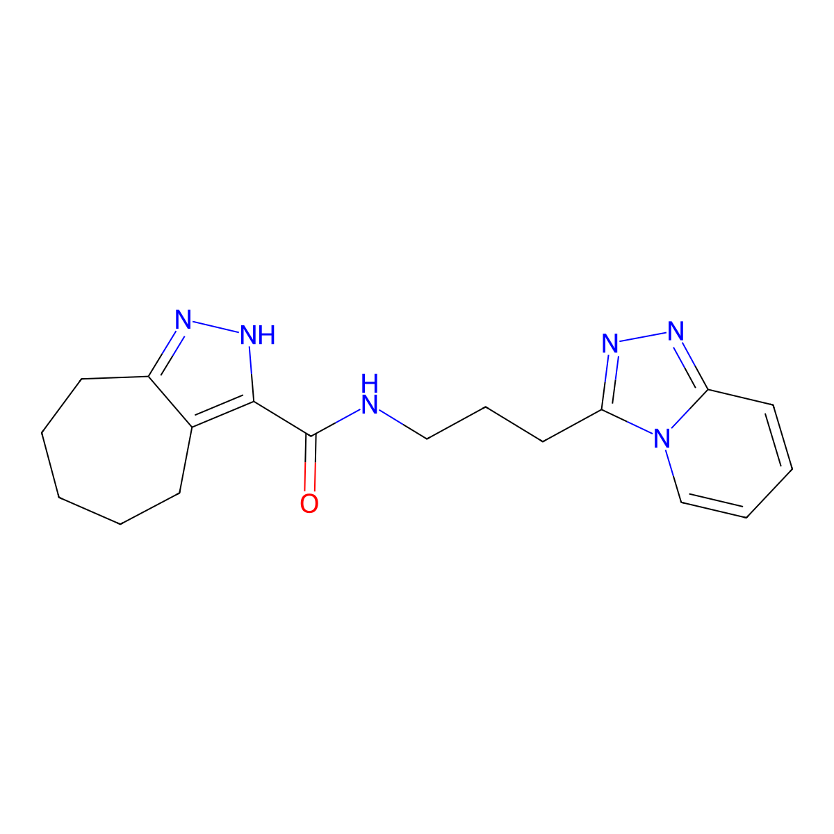 N-(3-([1,2,4]triazolo[4,3-a]pyridin-3-yl)propyl)-1,4,5,6,7,8-hexahydrocyclohepta[c]pyrazole-3-carboxamide molecular structure, CAS 1574517-63-7