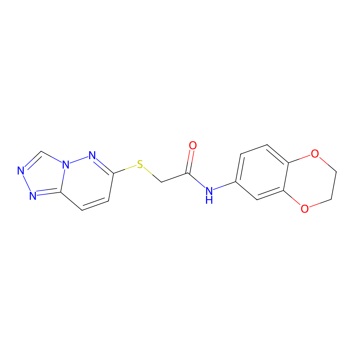 N-(2,3-dihydro-1,4-benzodioxin-6-yl)-2-([1,2,4]triazolo[4,3-b]pyridazin-6-ylsulfanyl)acetamide molecular structure, CAS 1574517-69-3