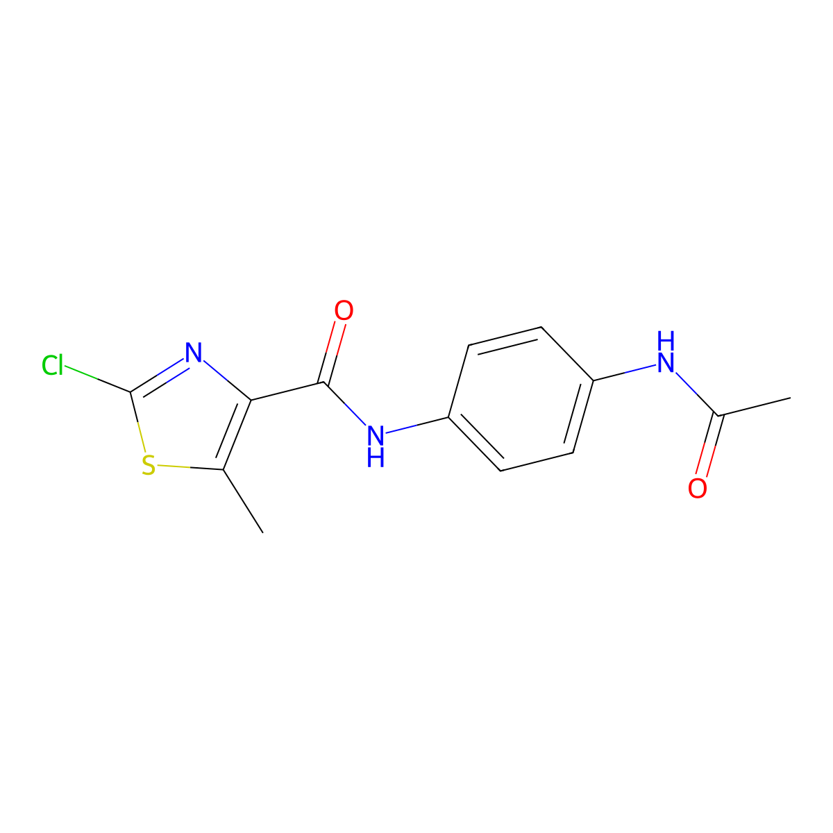 N-[4-(acetylamino)phenyl]-2-chloro-5-methyl-1,3-thiazole-4-carboxamide molecular structure, CAS 1574517-79-5
