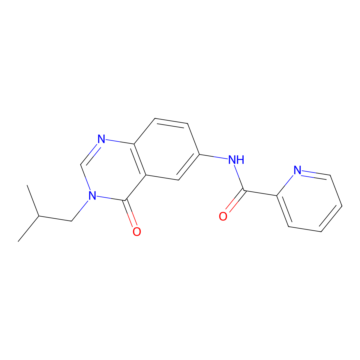 N-[3-(2-methylpropyl)-4-oxo-3,4-dihydroquinazolin-6-yl]pyridine-2-carboxamide molecular structure, CAS 1574517-91-1