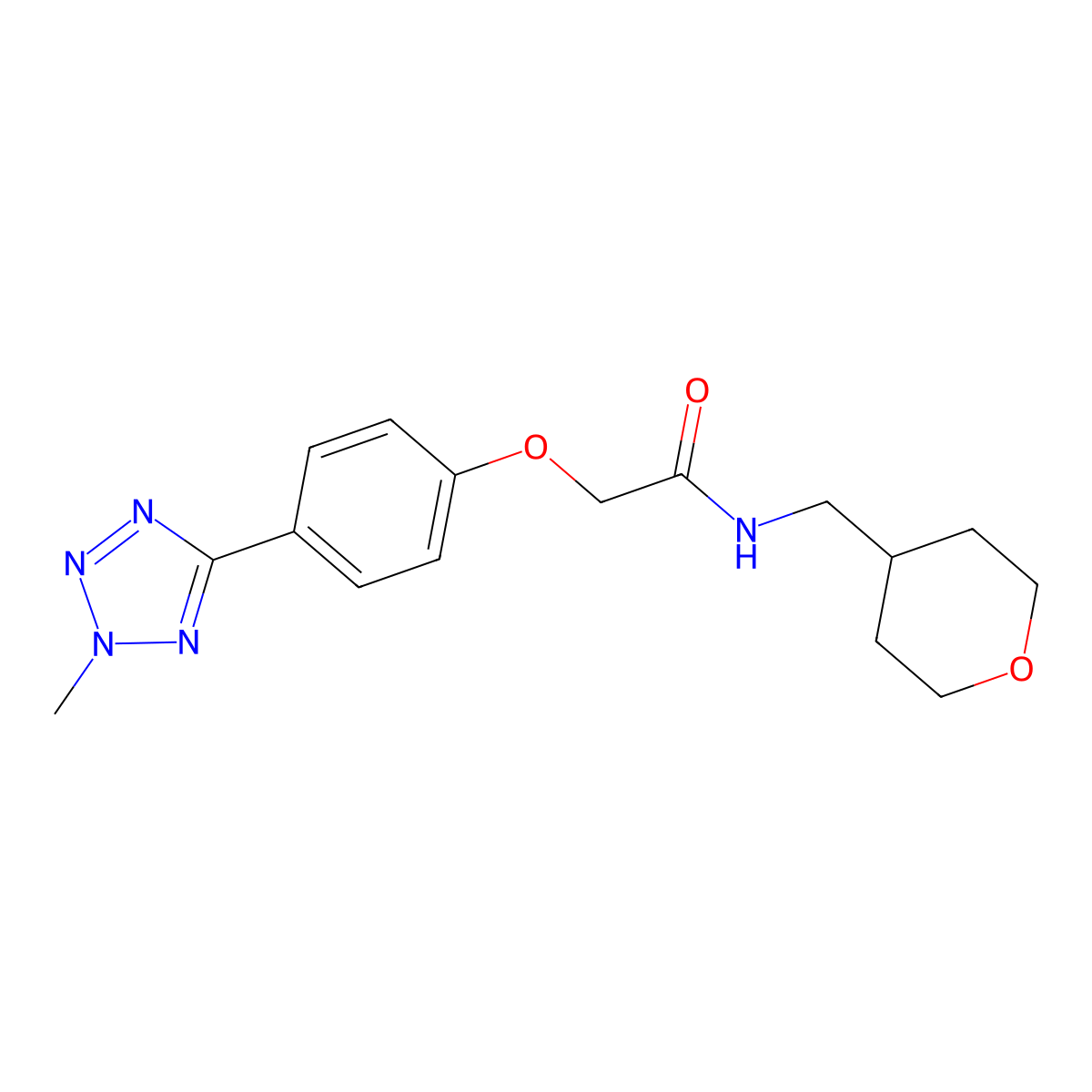 2-[4-(2-methyl-2H-tetrazol-5-yl)phenoxy]-N-(tetrahydro-2H-pyran-4-ylmethyl)acetamide molecular structure, CAS 1574517-98-8