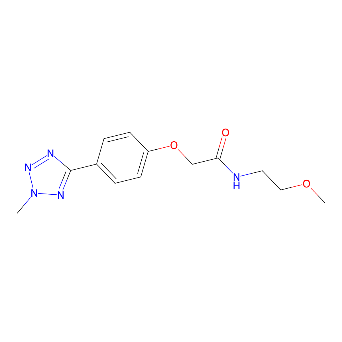 N-(2-methoxyethyl)-2-[4-(2-methyl-2H-tetrazol-5-yl)phenoxy]acetamide molecular structure, CAS 1574518-10-7