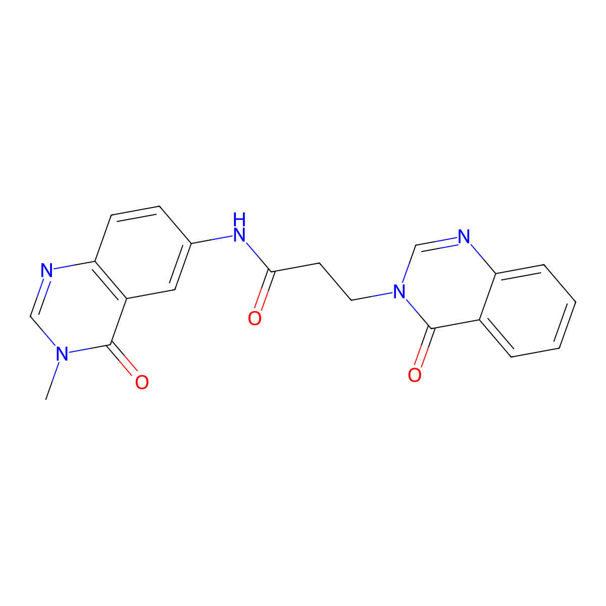 N-(3-methyl-4-oxo-3,4-dihydroquinazolin-6-yl)-3-(4-oxoquinazolin-3(4H)-yl)propanamide molecular structure, CAS 1574518-12-9