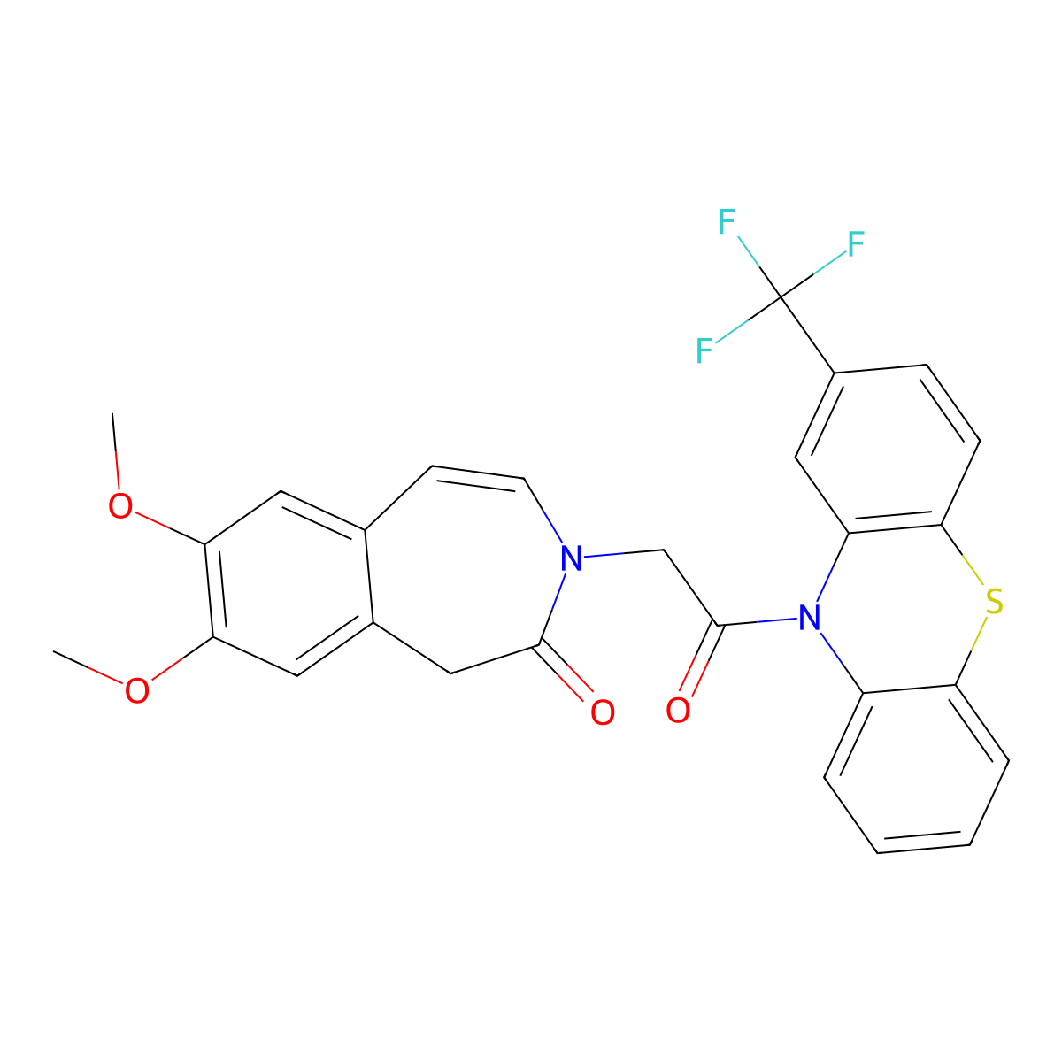 7,8-dimethoxy-3-{2-oxo-2-[2-(trifluoromethyl)-10H-phenothiazin-10-yl]ethyl}-1,3-dihydro-2H-3-benzazepin-2-one molecular structure, CAS 1574518-15-2