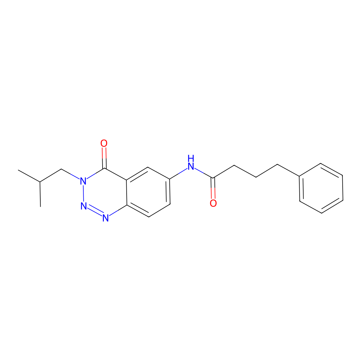 N-[3-(2-methylpropyl)-4-oxo-3,4-dihydro-1,2,3-benzotriazin-6-yl]-4-phenylbutanamide molecular structure, CAS 1574518-30-1