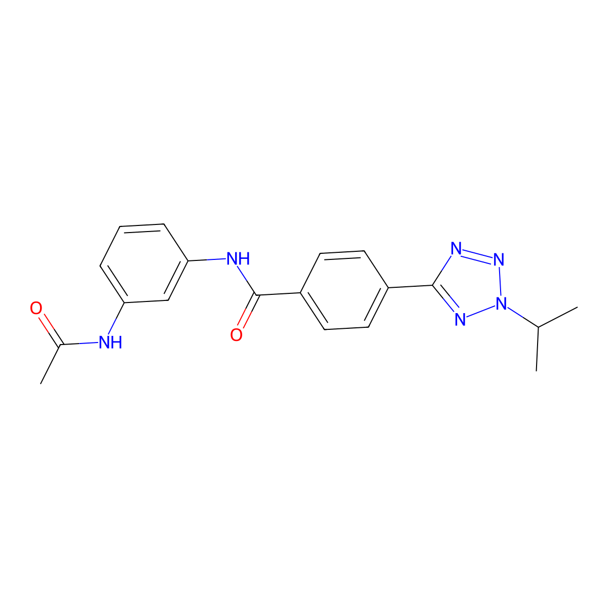 N-[3-(acetylamino)phenyl]-4-[2-(propan-2-yl)-2H-tetrazol-5-yl]benzamide molecular structure, CAS 1574518-39-0