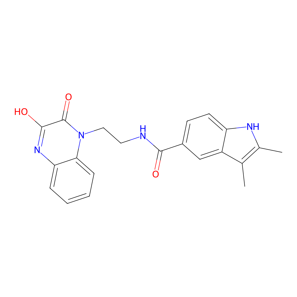 N-(2-(3-hydroxy-2-oxoquinoxalin-1(2H)-yl)ethyl)-2,3-dimethyl-1H-indole-5-carboxamide molecular structure, CAS 1574518-41-4