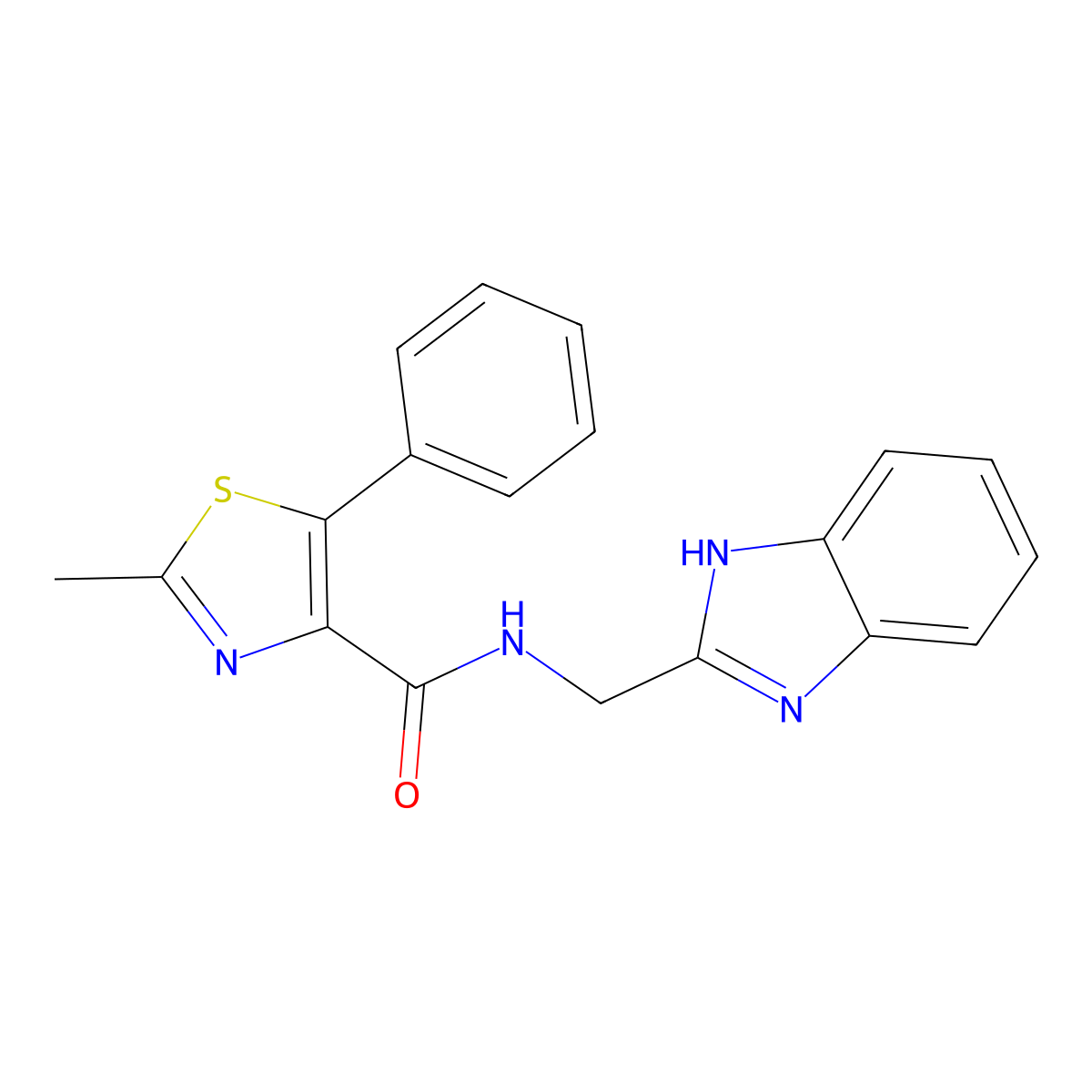 N-(1H-benzimidazol-2-ylmethyl)-2-methyl-5-phenyl-1,3-thiazole-4-carboxamide molecular structure, CAS 1574518-49-2