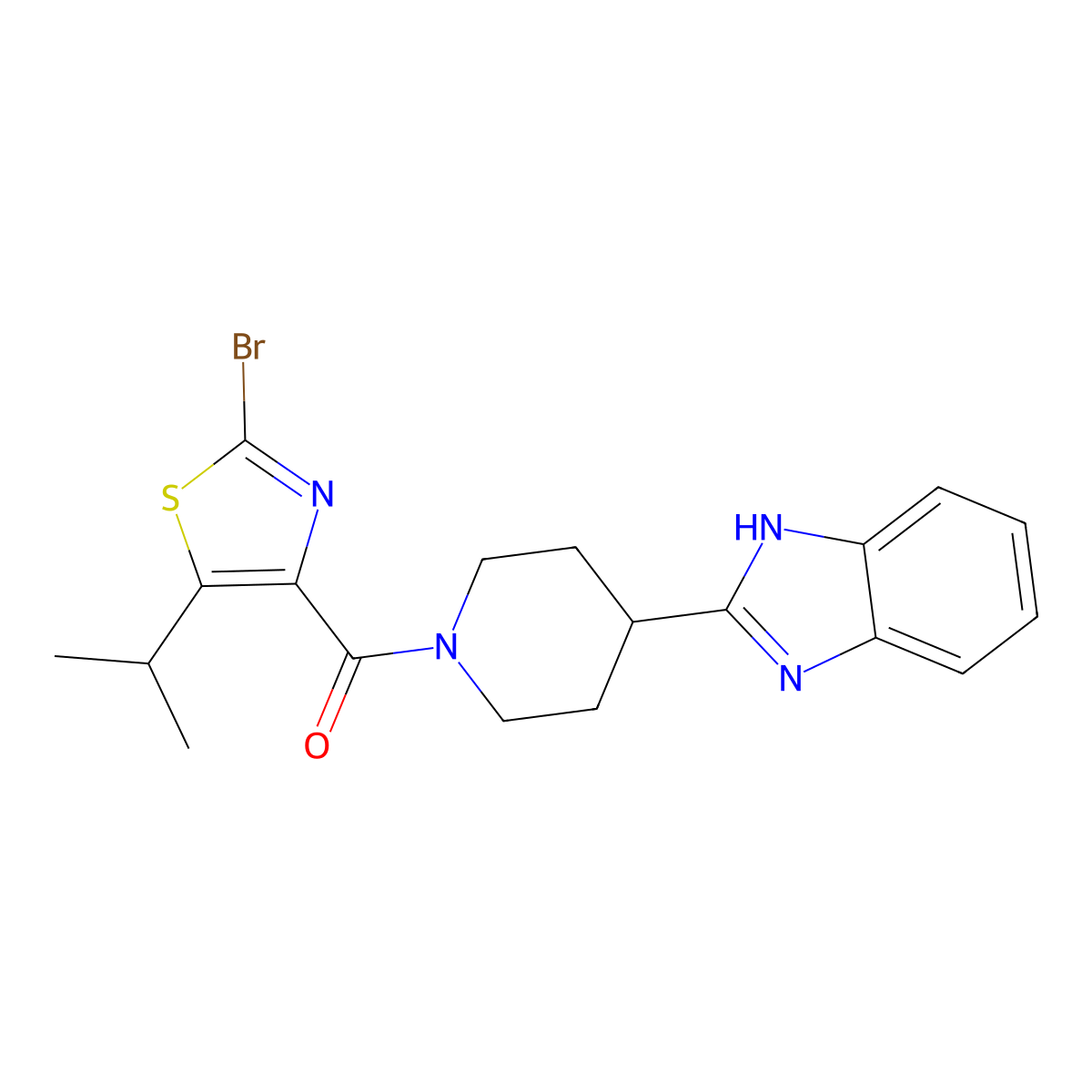 [4-(1H-benzimidazol-2-yl)piperidin-1-yl][2-bromo-5-(propan-2-yl)-1,3-thiazol-4-yl]methanone molecular structure, CAS 1574527-74-4