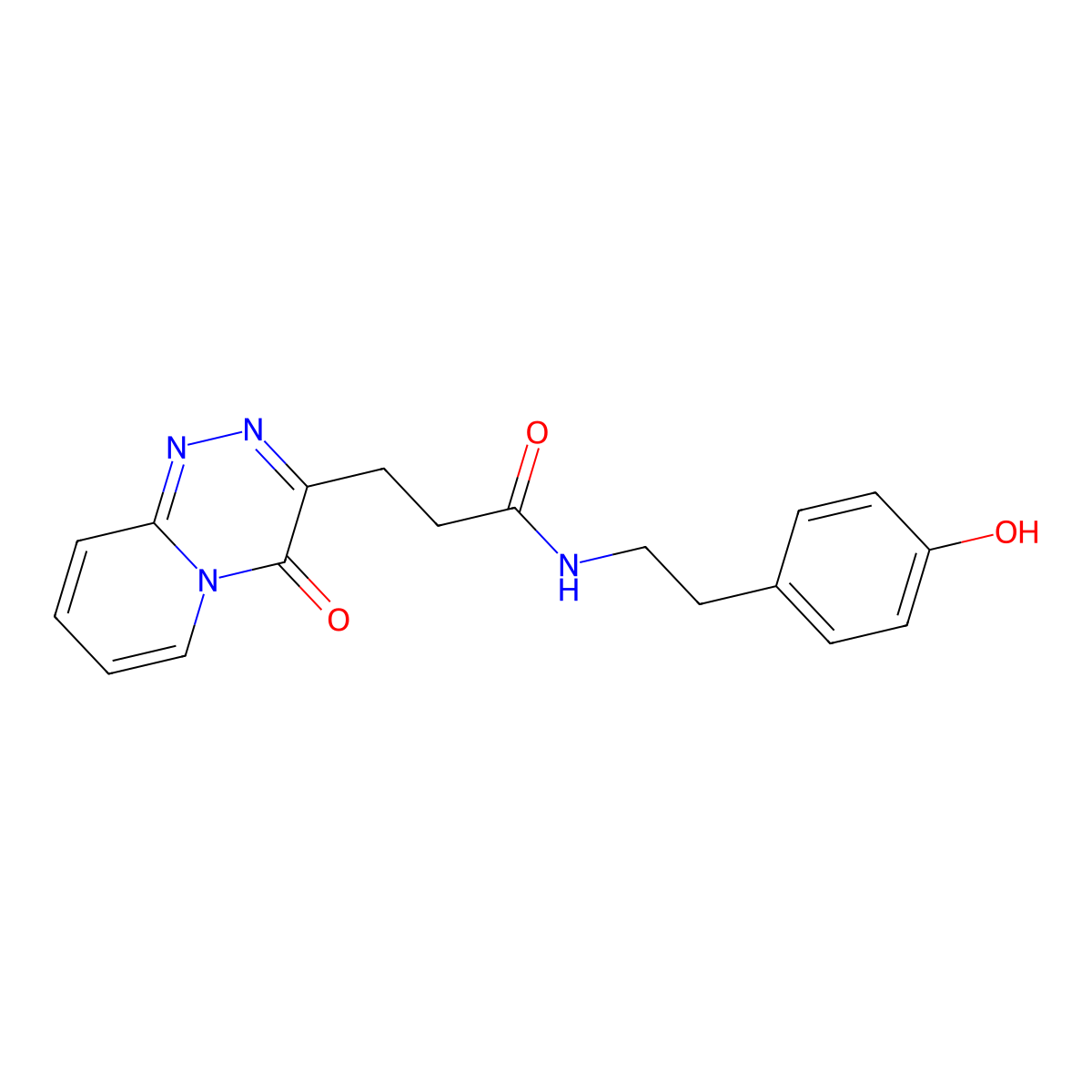 N-[2-(4-hydroxyphenyl)ethyl]-3-(4-oxo-4H-pyrido[2,1-c][1,2,4]triazin-3-yl)propanamide molecular structure, CAS 1574527-90-4