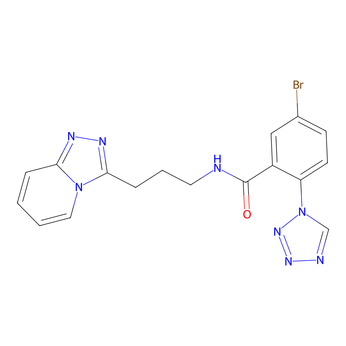 5-bromo-2-(1H-1,2,3,4-tetraazol-1-yl)-N-(3-[1,2,4]triazolo[4,3-a]pyridin-3-ylpropyl)benzamide molecular structure, CAS 1574527-93-7
