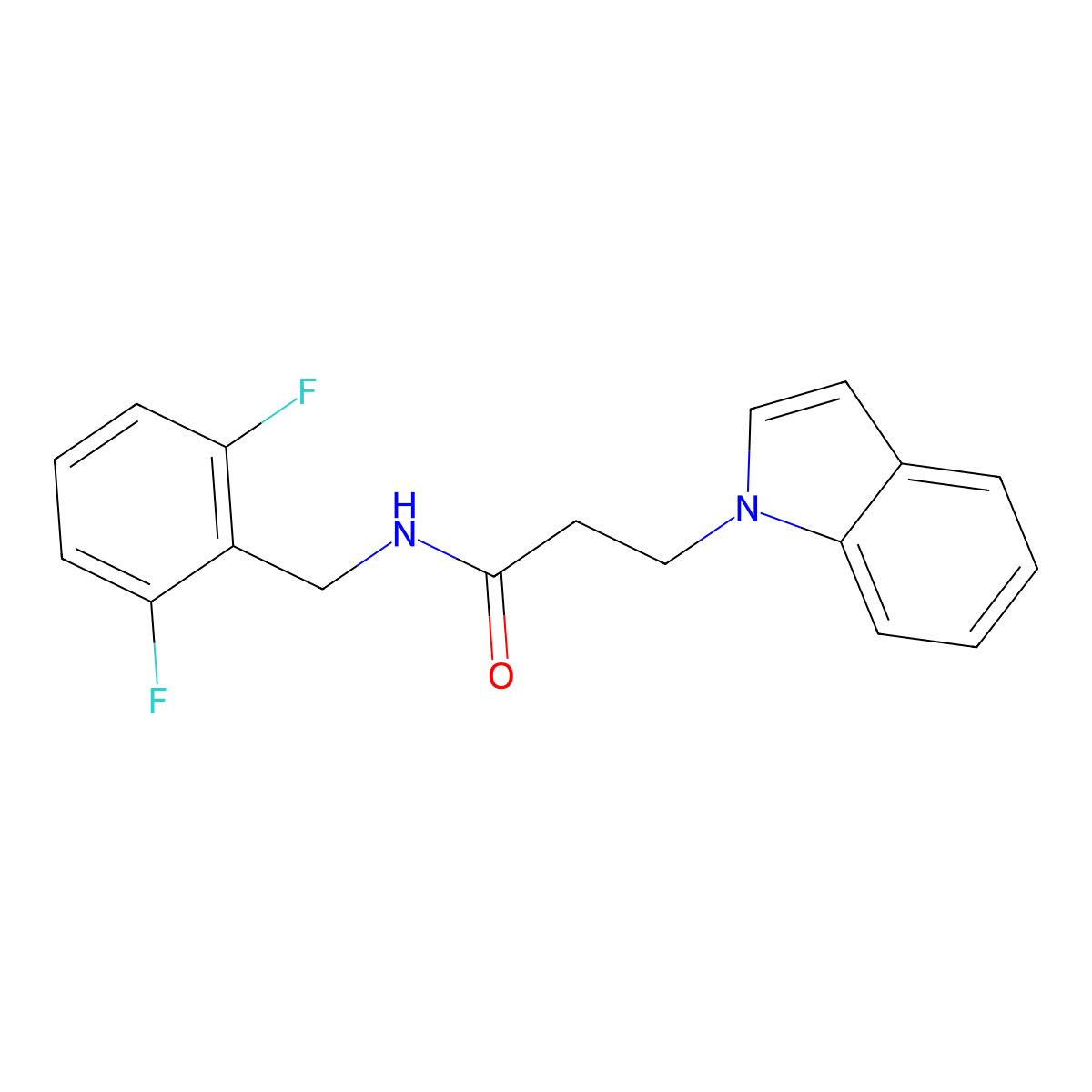 N-(2,6-difluorobenzyl)-3-(1H-indol-1-yl)propanamide molecular structure, CAS 1574527-96-0