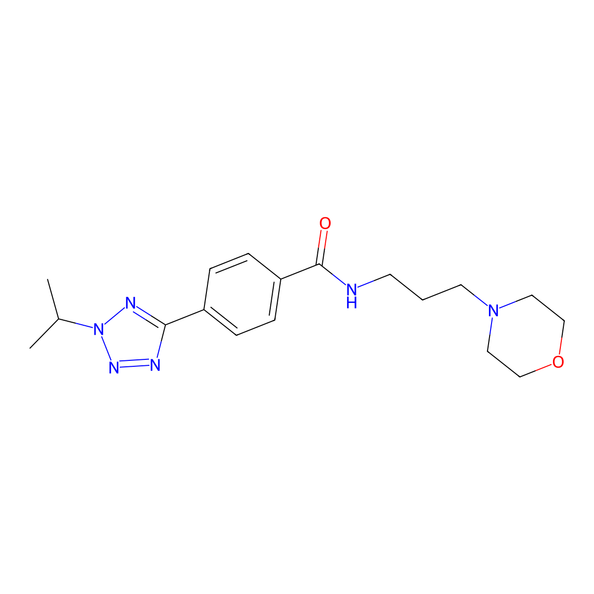 N-[3-(morpholin-4-yl)propyl]-4-[2-(propan-2-yl)-2H-tetrazol-5-yl]benzamide molecular structure, CAS 1574528-02-1