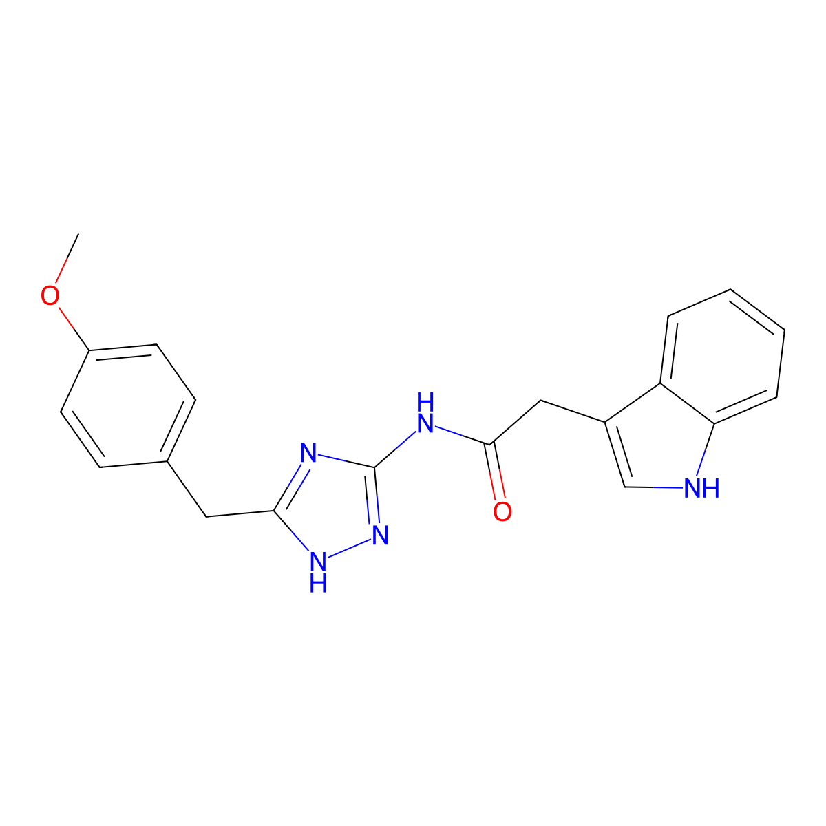 2-(1H-indol-3-yl)-N-[3-(4-methoxybenzyl)-1H-1,2,4-triazol-5-yl]acetamide molecular structure, CAS 1574528-14-5