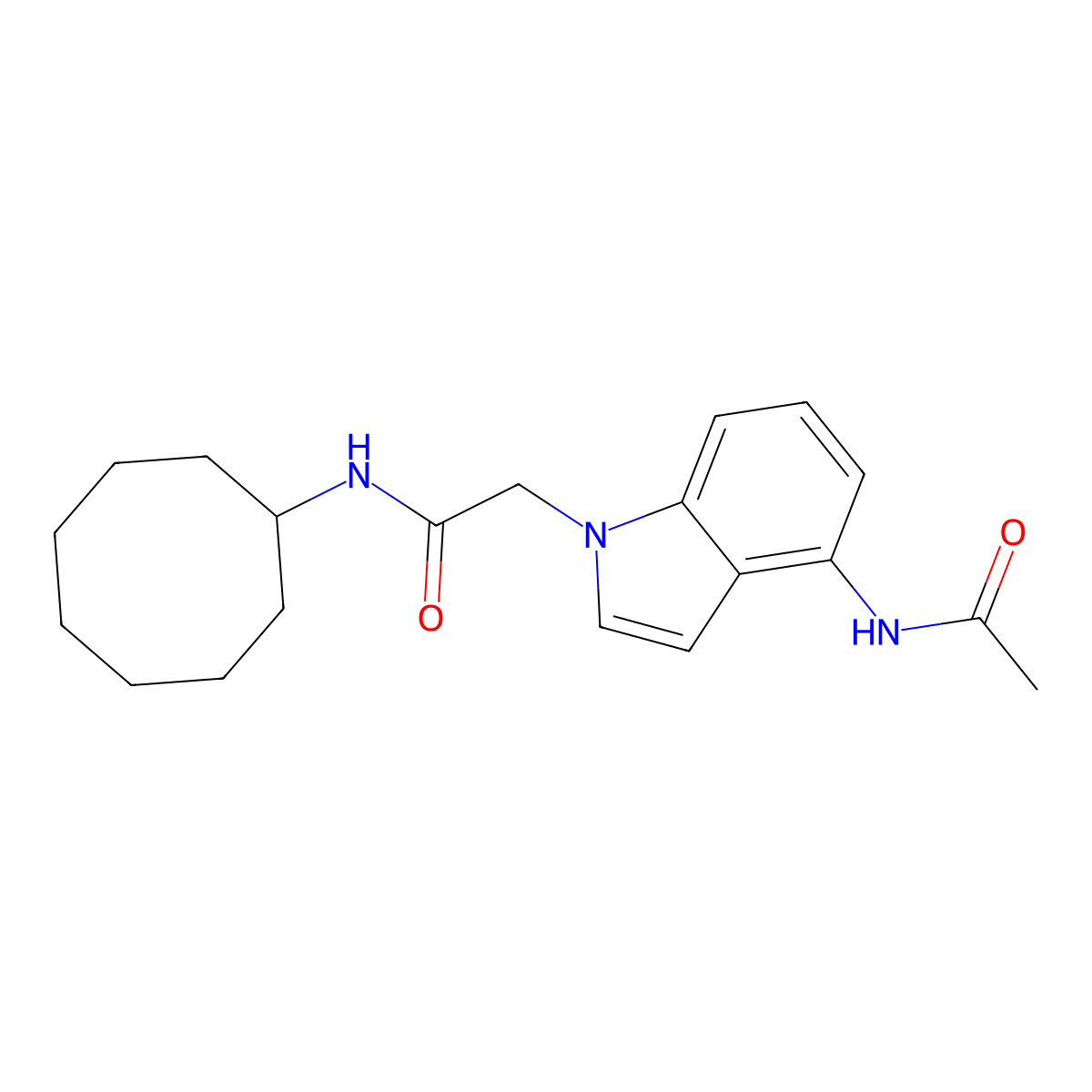 2-[4-(acetylamino)-1H-indol-1-yl]-N-cyclooctylacetamide molecular structure, CAS 1574528-19-0