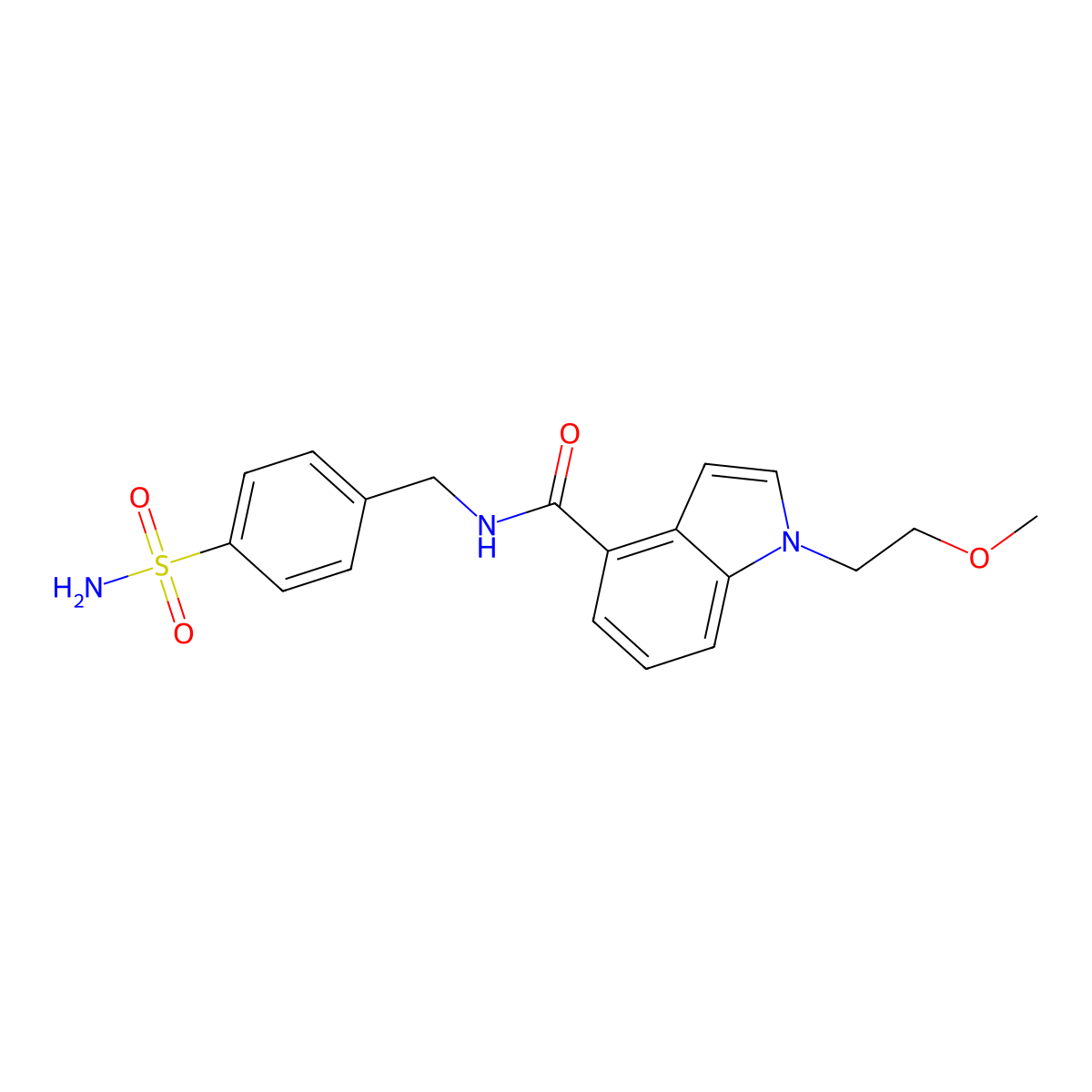 1-(2-methoxyethyl)-N-(4-sulfamoylbenzyl)-1H-indole-4-carboxamide molecular structure, CAS 1574528-21-4